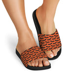 Halloween Bat Pattern Print Black Slide Sandals