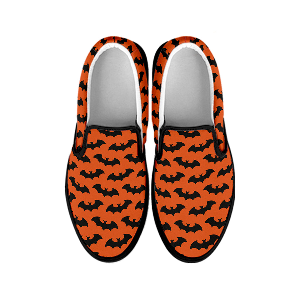 Halloween Bat Pattern Print Black Slip On Shoes