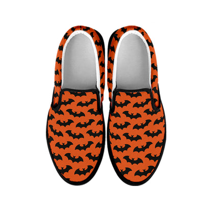 Halloween Bat Pattern Print Black Slip On Shoes