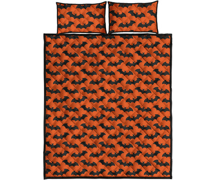 Halloween Bat Pattern Print Quilt Bed Set