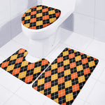 Halloween Black And Orange Argyle Print 3 Piece Bath Mat Set
