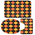 Halloween Black And Orange Argyle Print 3 Piece Bath Mat Set
