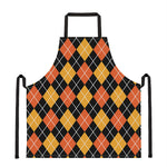 Halloween Black And Orange Argyle Print Apron