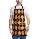 Halloween Black And Orange Argyle Print Apron