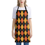 Halloween Black And Orange Argyle Print Apron