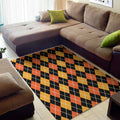 Halloween Black And Orange Argyle Print Floor Mat