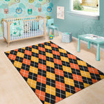 Halloween Black And Orange Argyle Print Area Rug