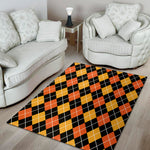 Halloween Black And Orange Argyle Print Area Rug