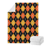 Halloween Black And Orange Argyle Print Blanket