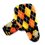 Halloween Black And Orange Argyle Print Boxing Gloves