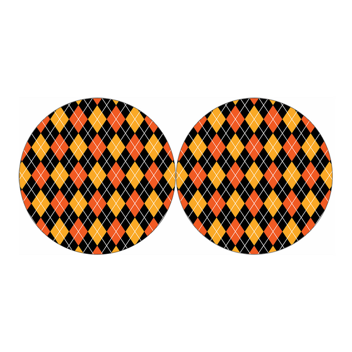 Halloween Black And Orange Argyle Print Car Coasters