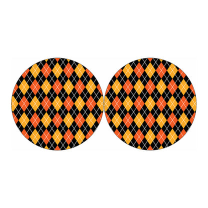 Halloween Black And Orange Argyle Print Car Coasters