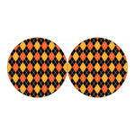 Halloween Black And Orange Argyle Print Car Coasters