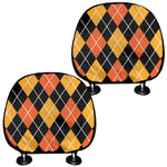 Halloween Black And Orange Argyle Print Car Headrest Covers