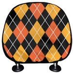 Halloween Black And Orange Argyle Print Car Headrest Covers