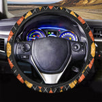 Halloween Black And Orange Argyle Print Car Steering Wheel Cover