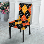 Halloween Black And Orange Argyle Print Dining Chair Slipcover