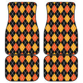Halloween Black And Orange Argyle Print Front and Back Car Floor Mats