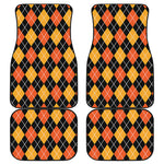 Halloween Black And Orange Argyle Print Front and Back Car Floor Mats