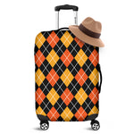 Halloween Black And Orange Argyle Print Luggage Cover