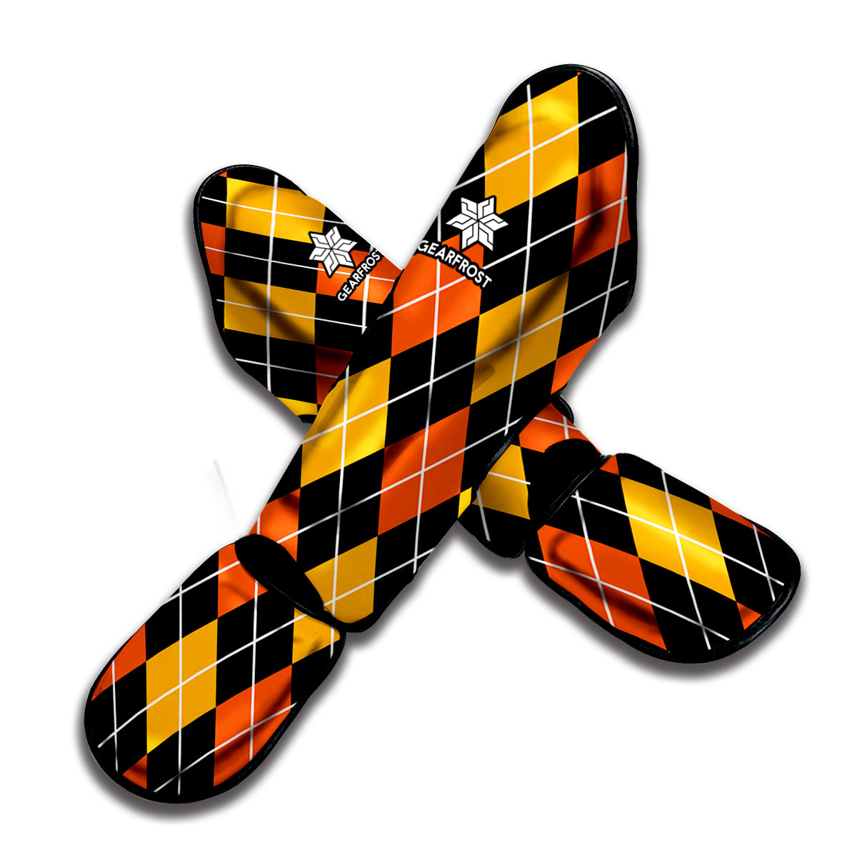 Halloween Black And Orange Argyle Print Muay Thai Shin Guard