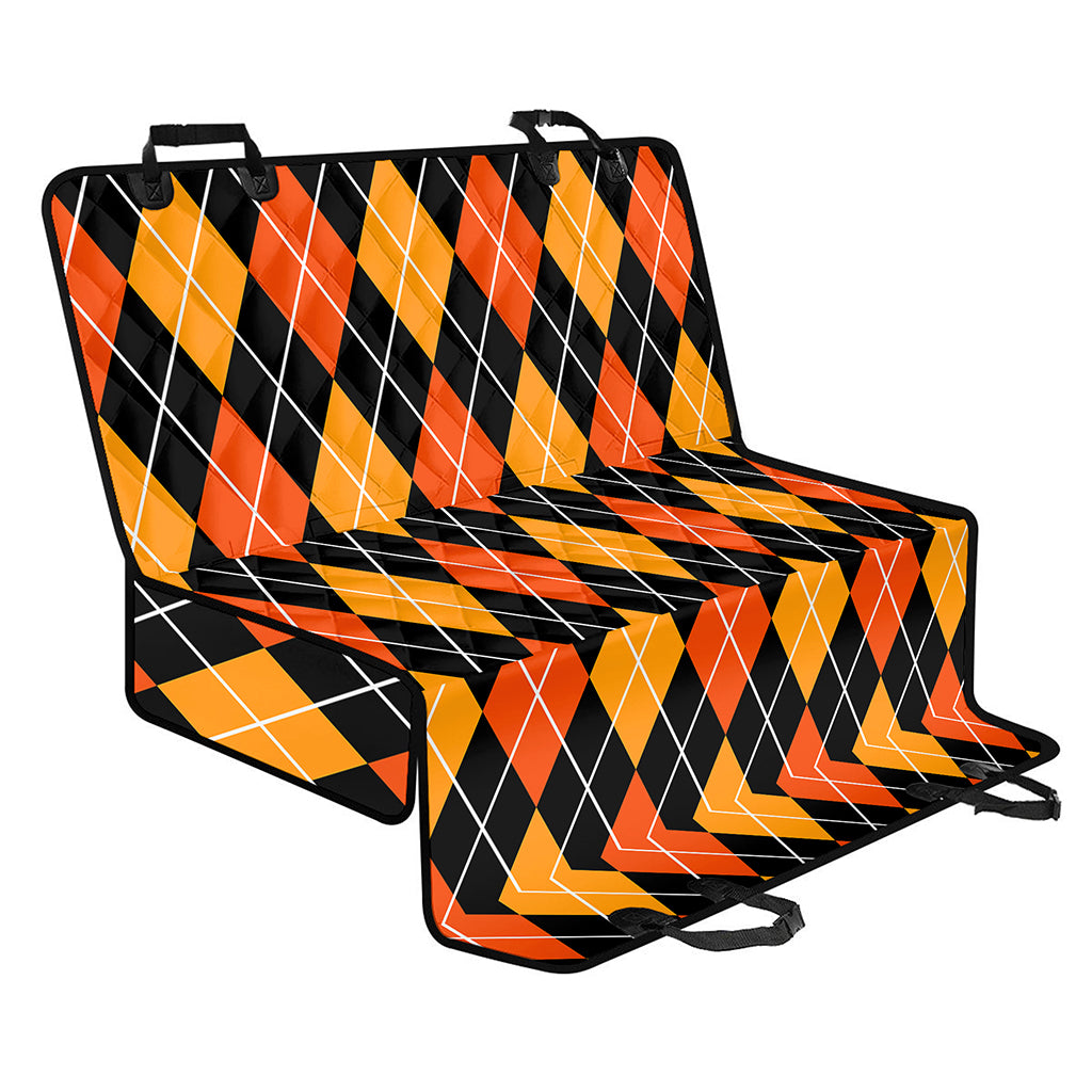 Halloween Black And Orange Argyle Print Pet Car Back Seat Cover