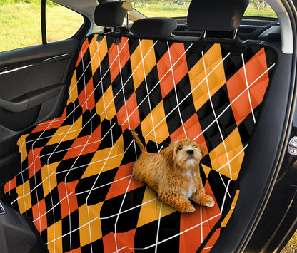 Halloween Black And Orange Argyle Print Pet Car Back Seat Cover
