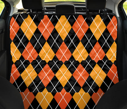 Halloween Black And Orange Argyle Print Pet Car Back Seat Cover