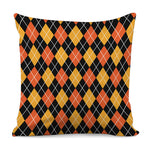 Halloween Black And Orange Argyle Print Pillow Cover