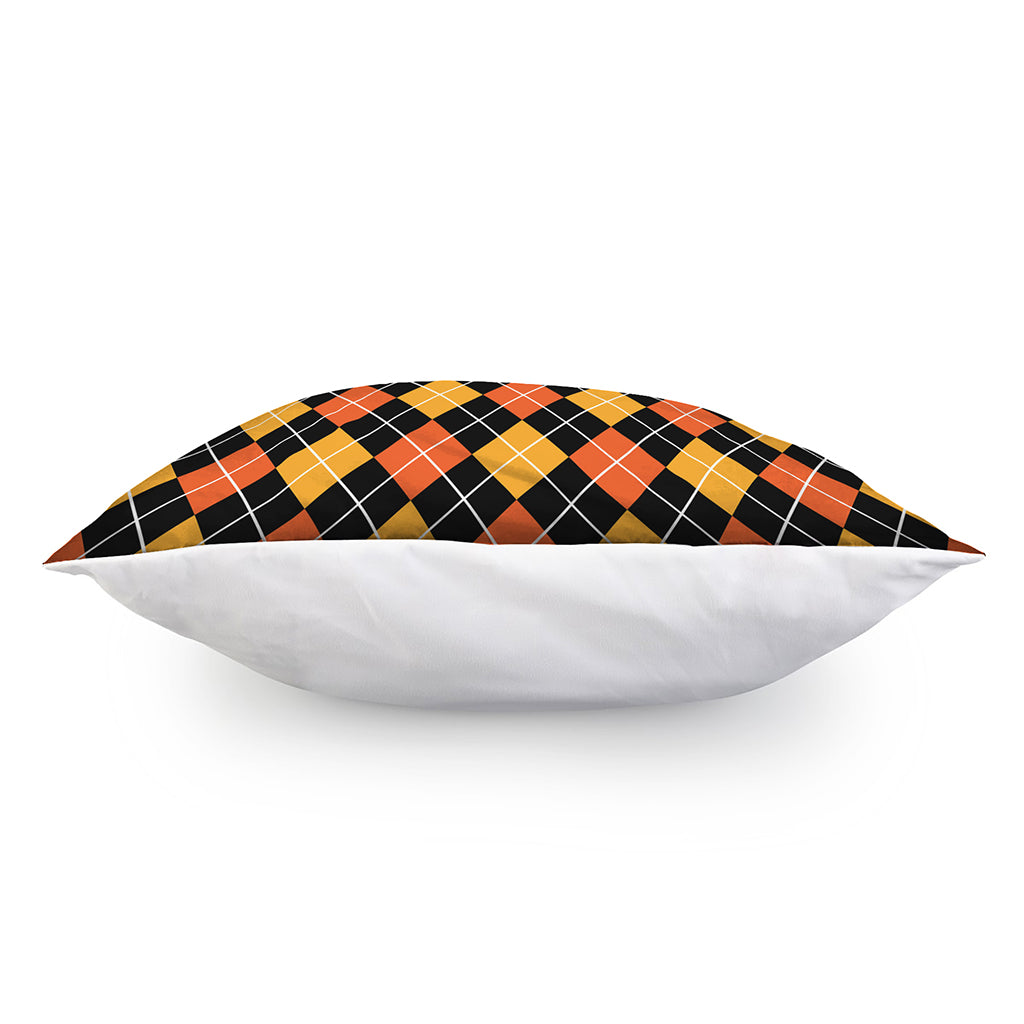 Halloween Black And Orange Argyle Print Pillow Cover