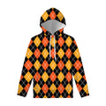 Halloween Black And Orange Argyle Print Pullover Hoodie