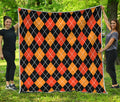 Halloween Black And Orange Argyle Print Quilt