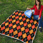 Halloween Black And Orange Argyle Print Quilt