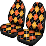 Halloween Black And Orange Argyle Print Universal Fit Car Seat Covers