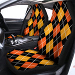 Halloween Black And Orange Argyle Print Universal Fit Car Seat Covers