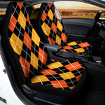 Halloween Black And Orange Argyle Print Universal Fit Car Seat Covers