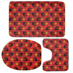 Halloween Black Cat Pattern Print 3 Piece Bath Mat Set