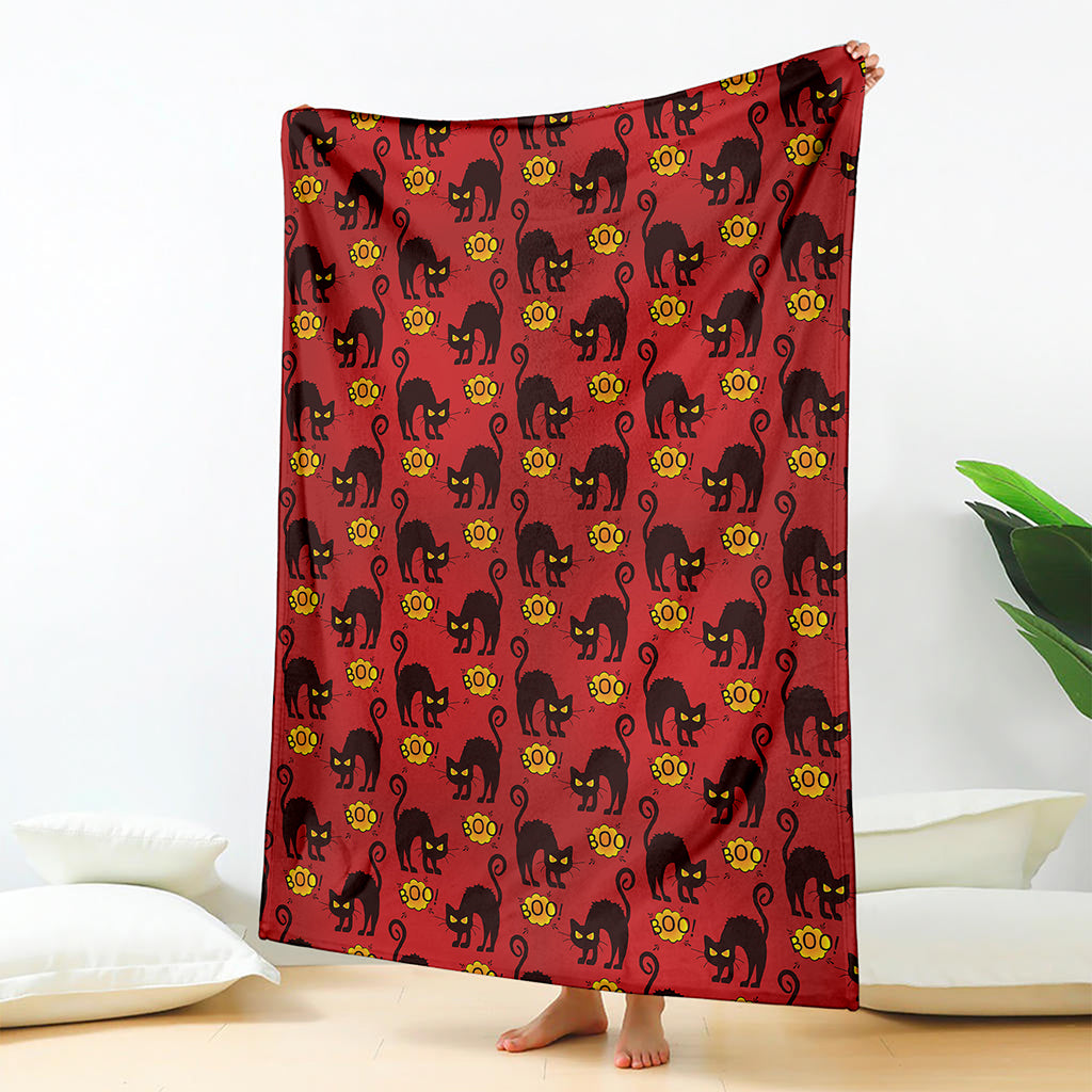Halloween Black Cat Pattern Print Blanket