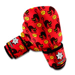 Halloween Black Cat Pattern Print Boxing Gloves