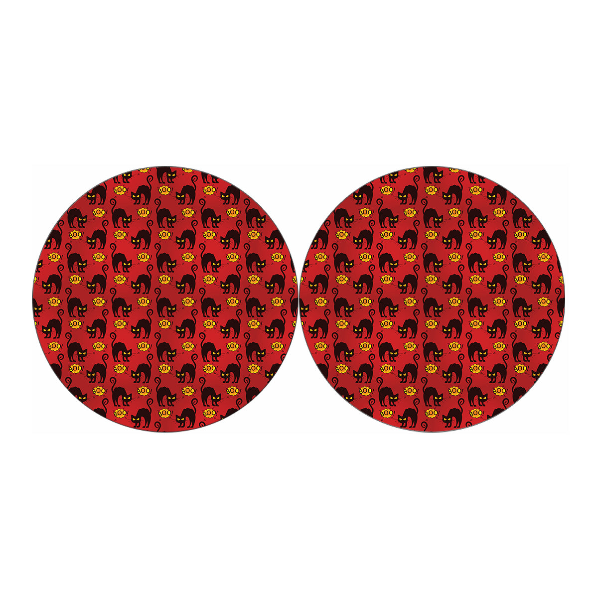 Halloween Black Cat Pattern Print Car Coasters