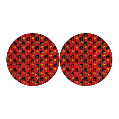Halloween Black Cat Pattern Print Car Coasters