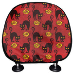 Halloween Black Cat Pattern Print Car Headrest Covers