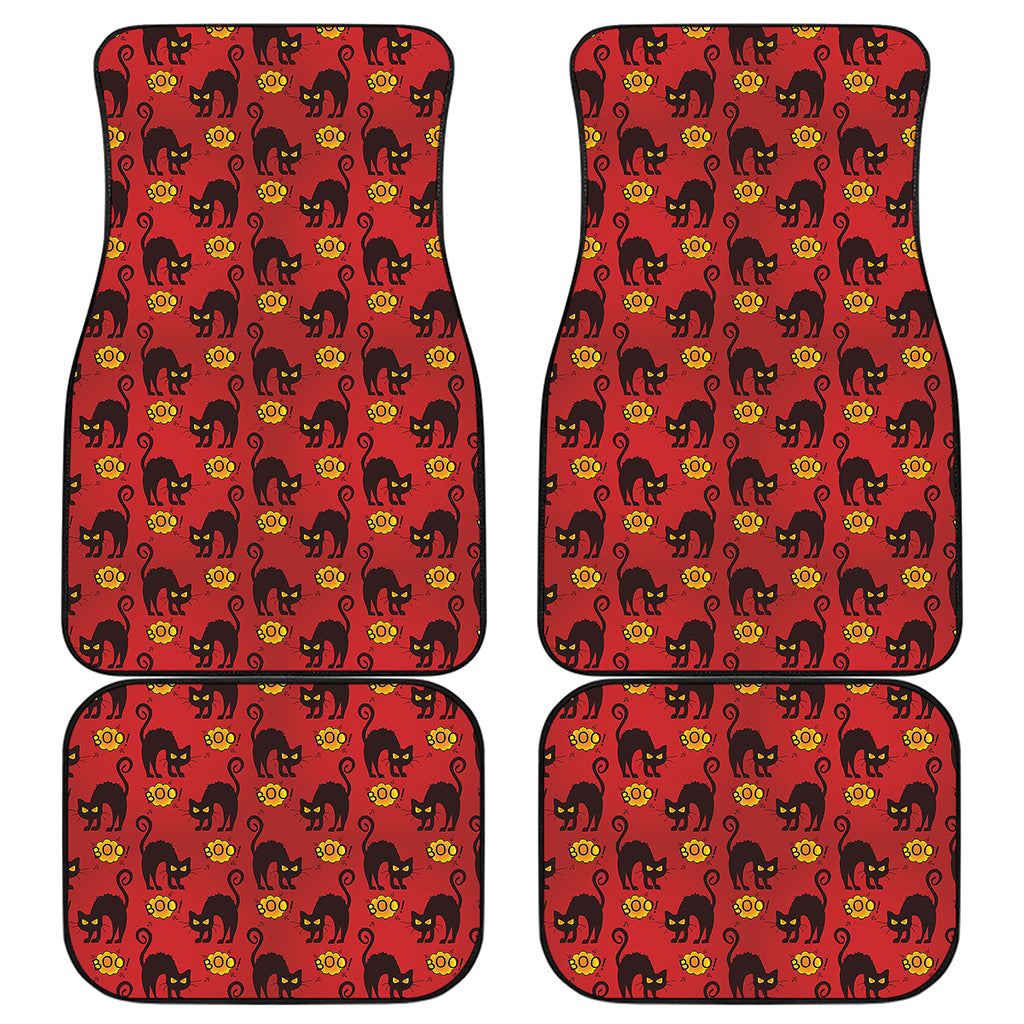 Halloween Black Cat Pattern Print Front and Back Car Floor Mats