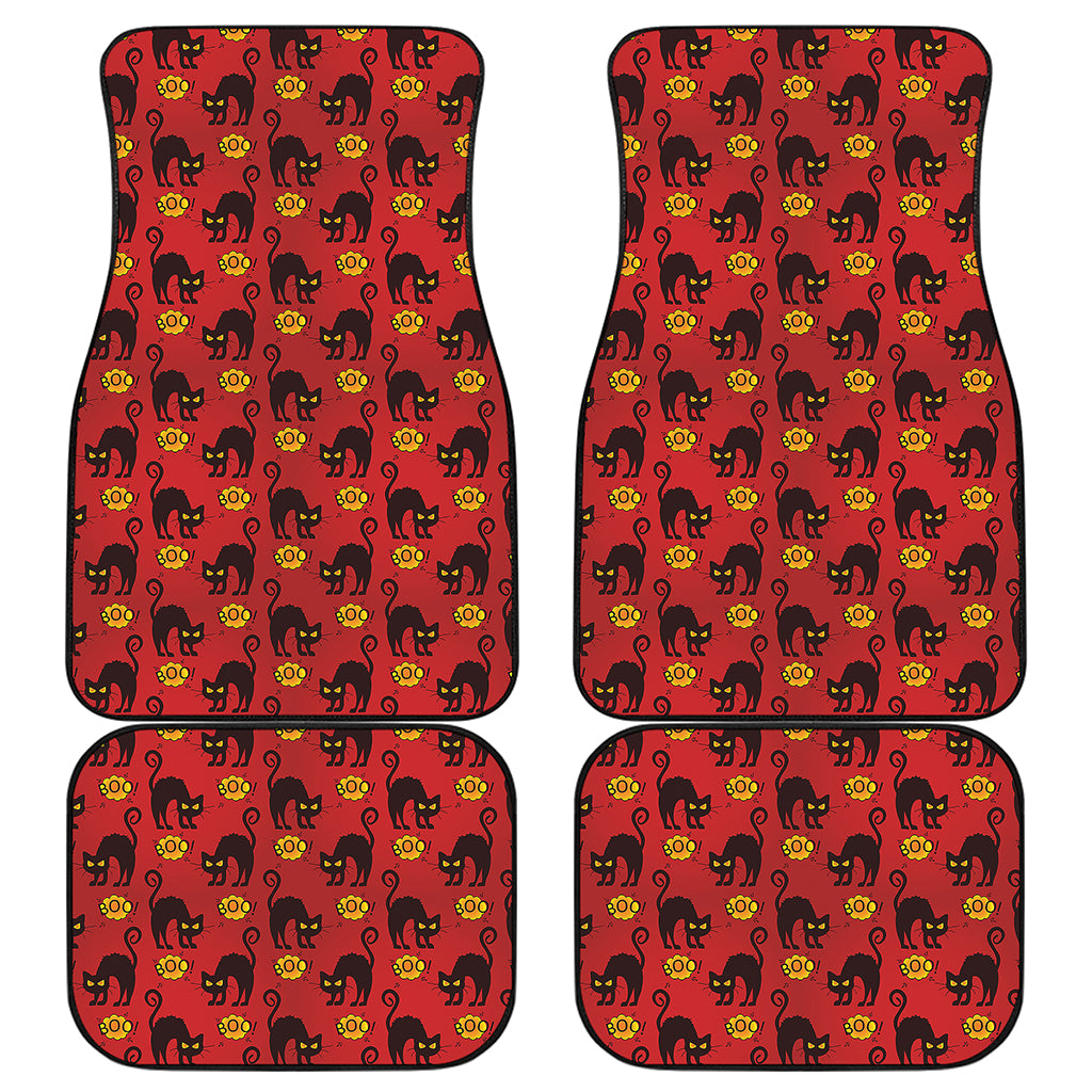 Halloween Black Cat Pattern Print Front and Back Car Floor Mats