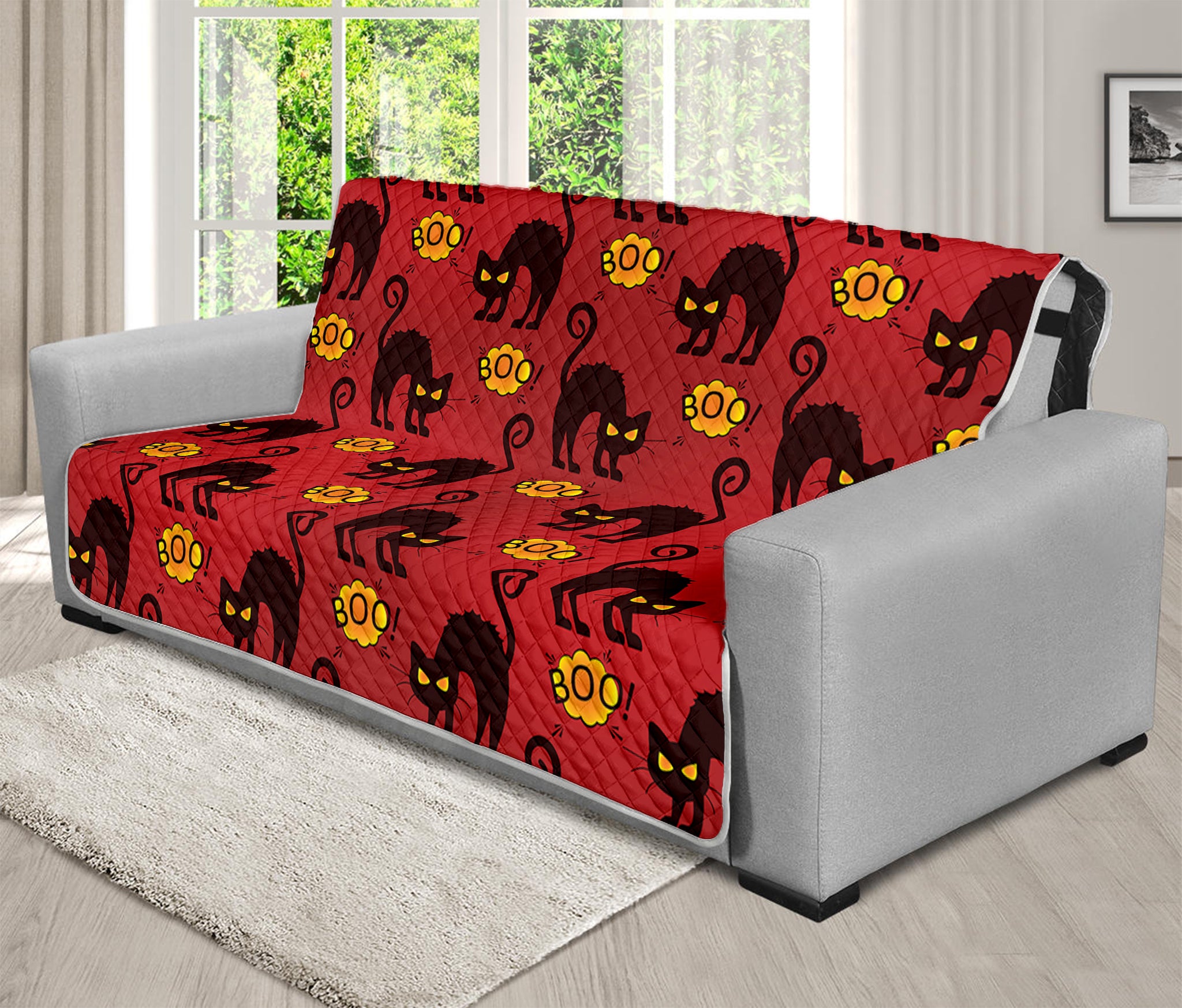 Halloween Black Cat Pattern Print Futon Protector