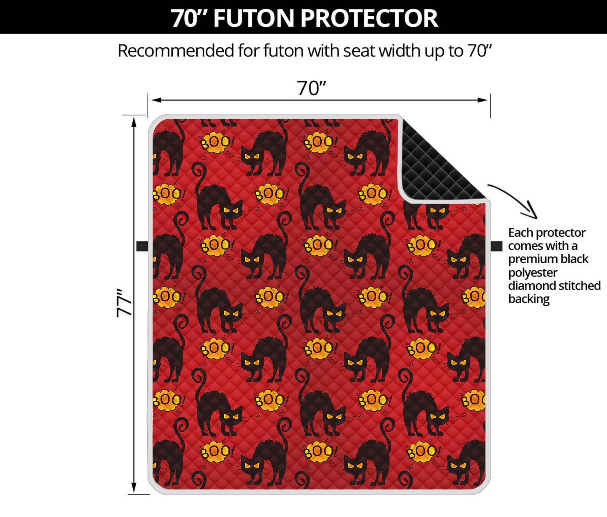 Halloween Black Cat Pattern Print Futon Protector