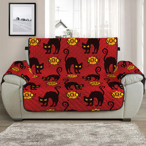 Halloween Black Cat Pattern Print Half Sofa Protector