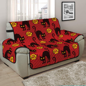 Halloween Black Cat Pattern Print Half Sofa Protector