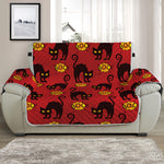 Halloween Black Cat Pattern Print Half Sofa Protector