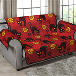 Halloween Black Cat Pattern Print Loveseat Protector